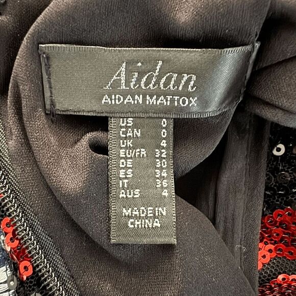 Aiden Mattox lips kisses sequin Black Dress Size 0 sleeveless little black dress - Picture 7 of 9